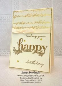 Stunning gold heat embossed Birthday card using the Happy Wishes stamp set from Stampin' Up!- by Lady Dee Crafts