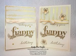 Stunning gold heat embossed Birthday cards using the Happy Wishes stamp set from Stampin' Up!- by Lady Dee Crafts