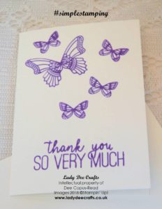 #simplestamping Butterfly Gala thank you card made with Stampin' Up! products - by Dee Copus-Read, Lady Dee Crafts