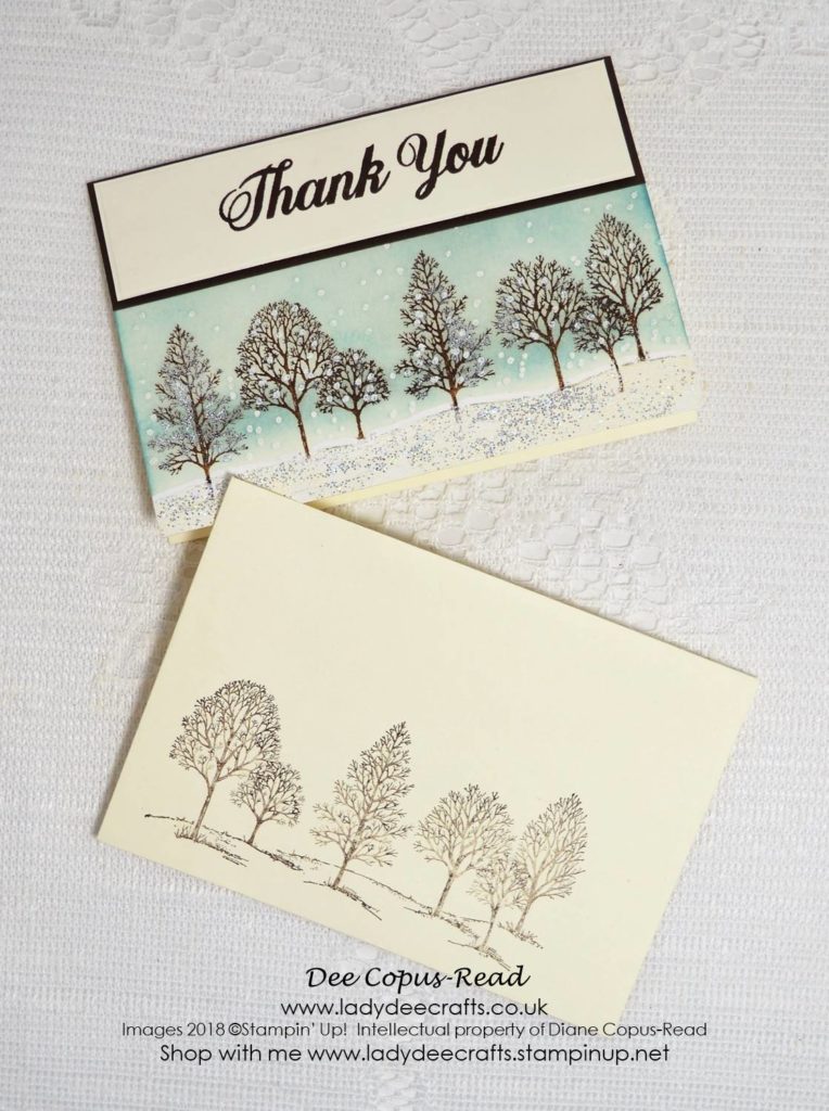 InspireINK Blog Hop #12 Winter themed Thank You card using Stampin' Up!'s Lovely as a Tree stamp set - by Dee Copus-Read, Lady Dee Crafts