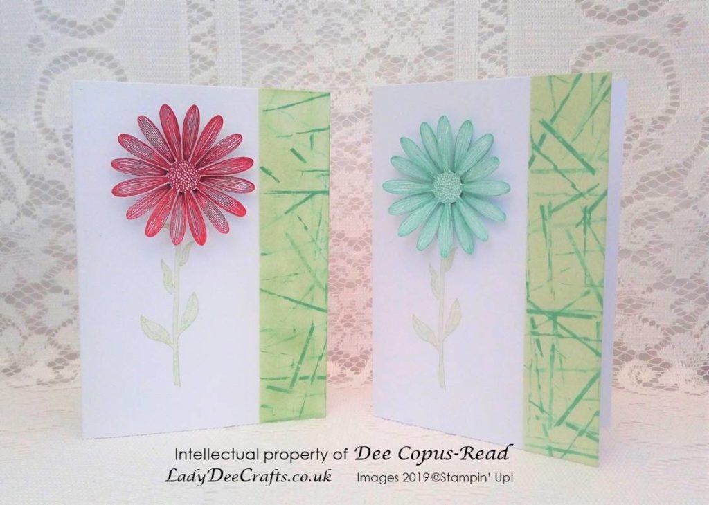 Rubber/Elastic Band technique with the Daisy Lane stamp set from Stampin' Up! - by Dee Copus-Read, Lady Dee Crafts